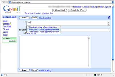Gmail address book auto-completion Gmail address book auto-completion